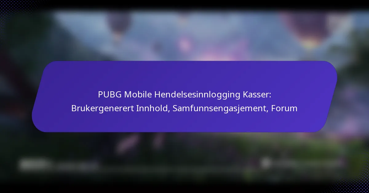 PUBG Mobile Hendelsesinnlogging Kasser: Brukergenerert Innhold, Samfunnsengasjement, Forum