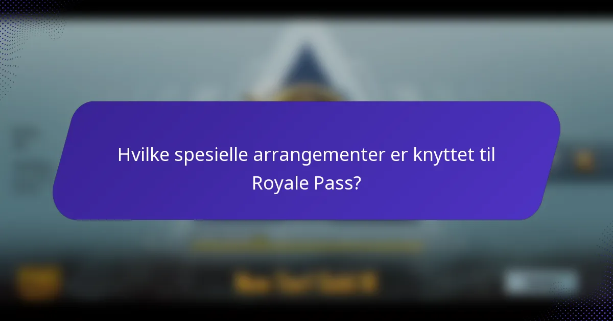 Hvilke spesielle arrangementer er knyttet til Royale Pass?