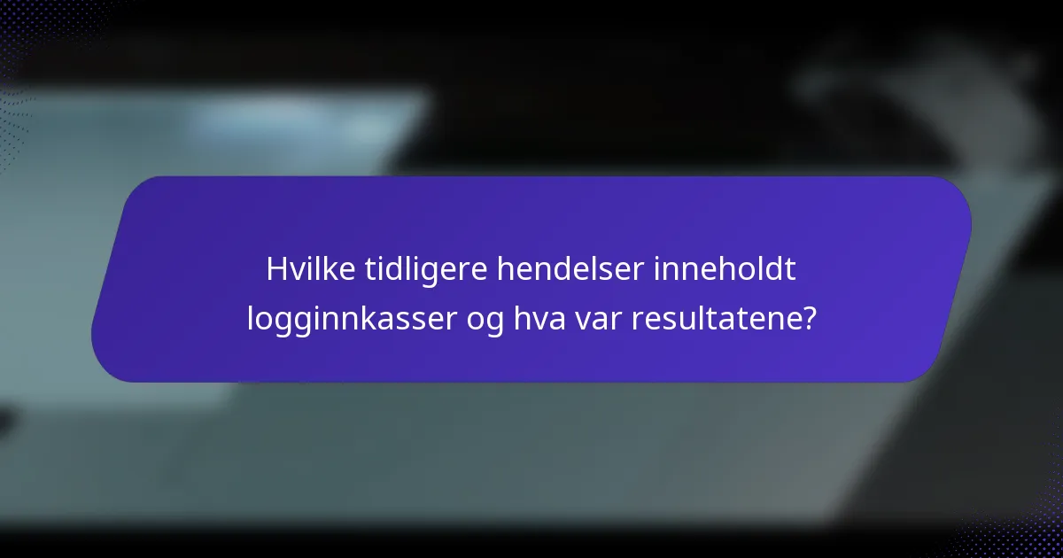Hvilke tidligere hendelser inneholdt logginnkasser og hva var resultatene?
